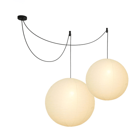 Pendant Light with Round Paper Lantern Shade and Bamboo Frame