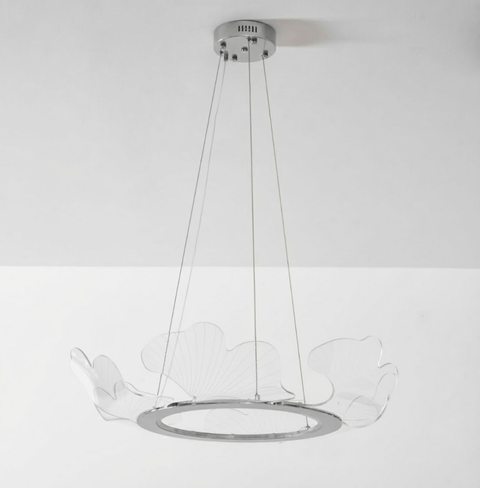 Sea Chandelier with Illuminated Leaf and Scallop Design