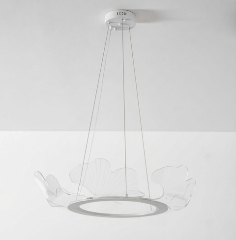Sea Chandelier with Illuminated Leaf and Scallop Design