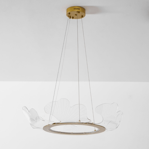 Sea Chandelier with Illuminated Leaf and Scallop Design