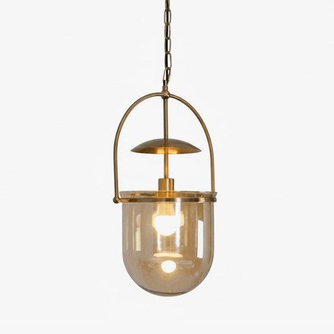 Pendant Light with Arched Metal Lantern Frame and Glass Shade