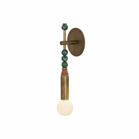 Toam Wall Lamp with Marble Beads and Antique Brass Frame