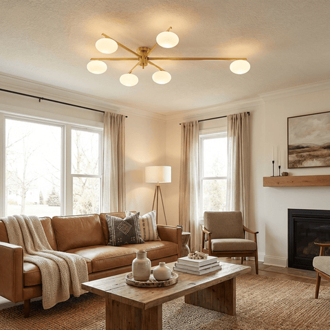 Jasper Low-Profile Ceiling Lamp with Opal Glass Globes
