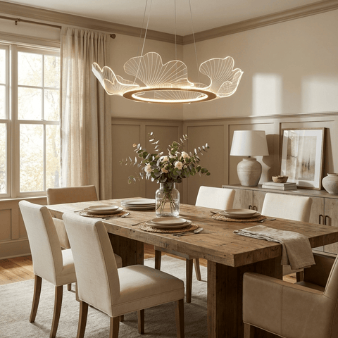 Sea Chandelier with Illuminated Leaf and Scallop Design