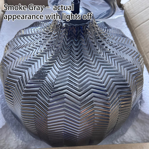 Wavy Glass Pendant Light with Textured Barrel Shade