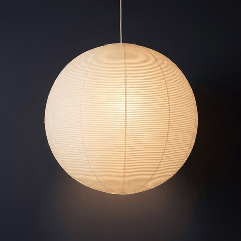 Pendant Light with Round Paper Lantern Shade and Bamboo Frame