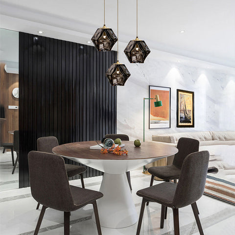 Geometric Glass Pendant Light with Faceted Shade
