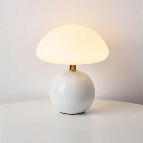 Ceramic Mushroom Table Lamp with Frosted Dome Shade