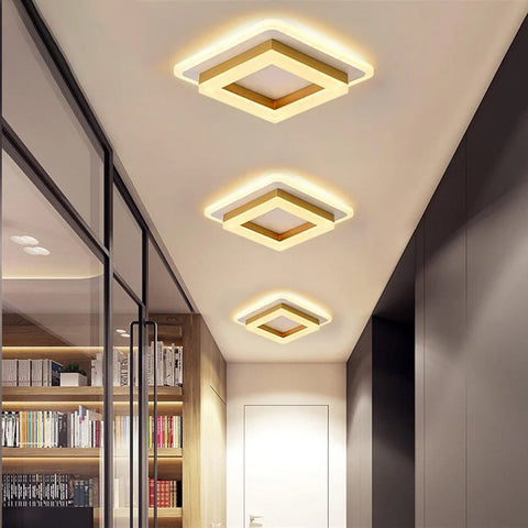 Square LED Flush Mount Ceiling Light with Layered Frame