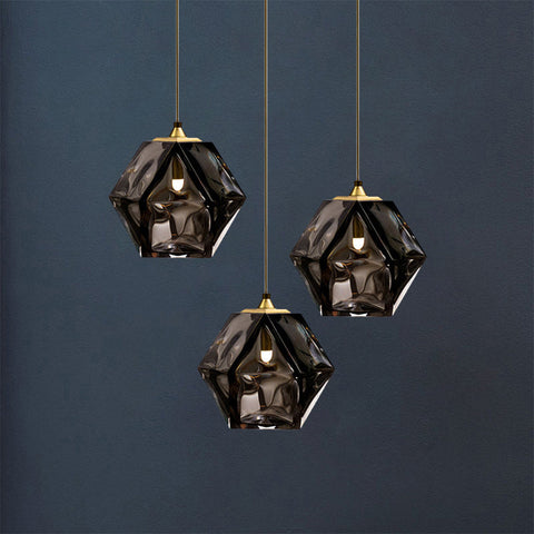 Geometric Glass Pendant Light with Faceted Shade