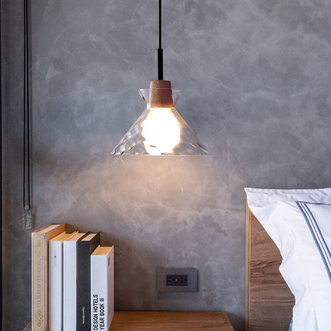 Rippled Glass Pendant Light with Minimalist Iron Fixture