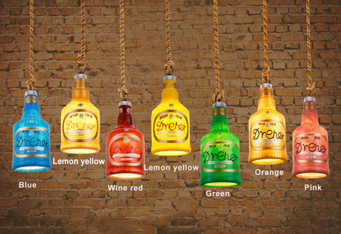 Bottle-Shaped Resin Pendant Light with Industrial Fixture
