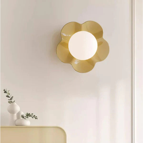 Flower Petal Wall Sconce with Frosted Globe Shade