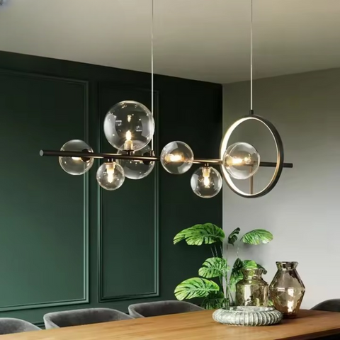 Glass Globe Chandelier with 7 or 10 Lights