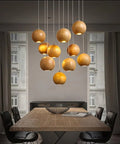 Solid Wood Globe Pendant Light with Suspended Sphere — product view