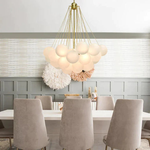 Frosted Glass Bubble Chandelier with Metal Frame