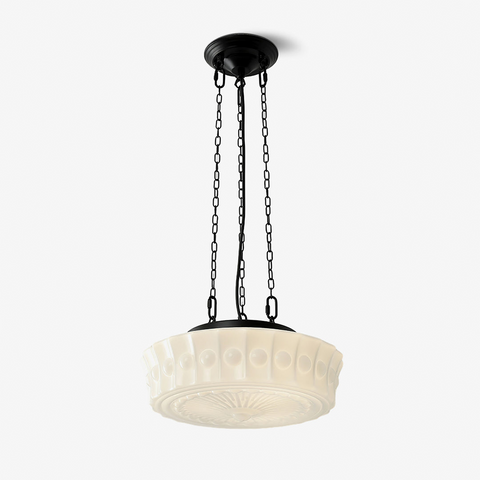 Glass Ceiling Light with Vintage Round Shade