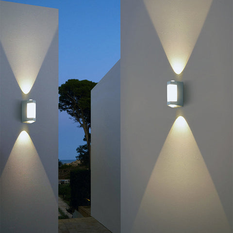 Rectangular LED Outdoor Wall Light with Up-and-Down Glow for Patios