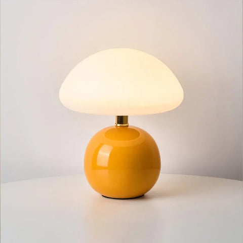 Ceramic Mushroom Table Lamp with Frosted Dome Shade