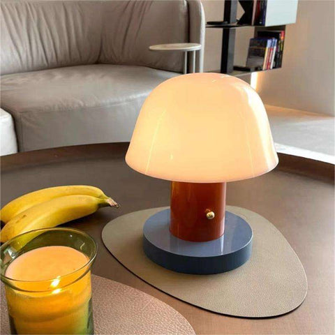 Mini Mushroom LED Table Lamp with Rechargeable Battery and Touch Dimming Control
