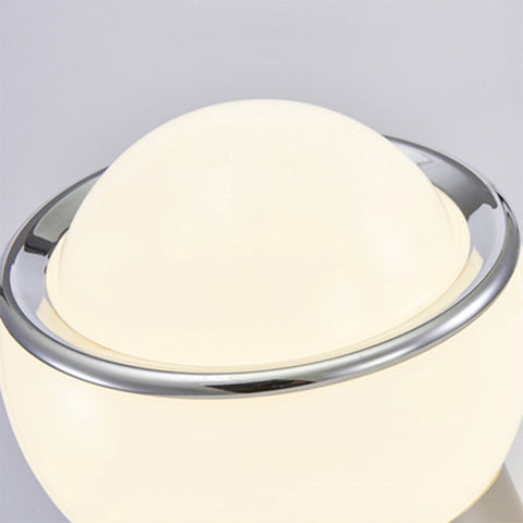Minimalist Opal Glass LED Table Lamp with Stainless Steel Base and Rotary Switch