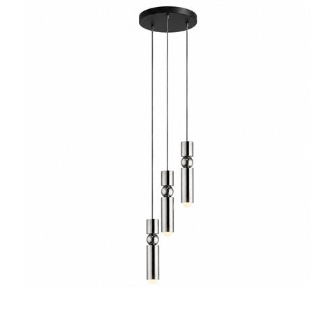 Pendant Light with Metal Cylinders and Decorative Sphere Detail