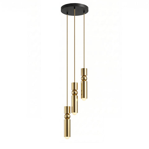 Pendant Light with Metal Cylinders and Decorative Sphere Detail