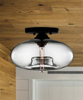 Amber Glass Globe Flush-Mount Ceiling Light
