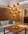 Solid Wood Globe Pendant Light with Suspended Sphere — product view