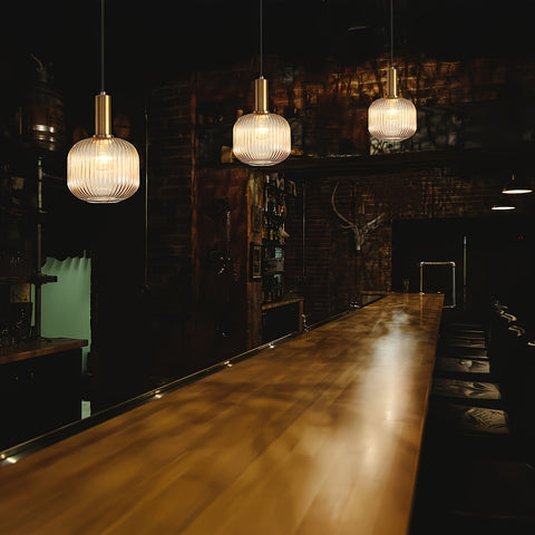 Modern Ribbed Glass Pendant Light