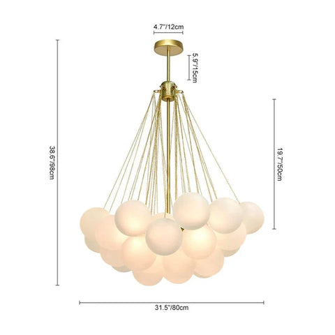 Frosted Glass Bubble Chandelier with Metal Frame