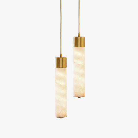 Pendant Light with Alabaster Cylinders and Cascading LED Options