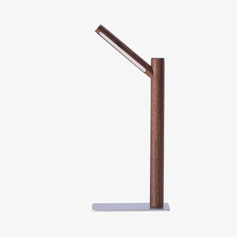 Adjustable LED Desk Lamp with Wood Stem and Focused Light