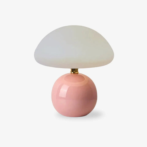 Ceramic Mushroom Table Lamp with Frosted Dome Shade