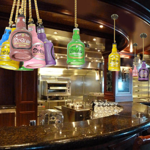 Bottle-Shaped Resin Pendant Light with Industrial Fixture
