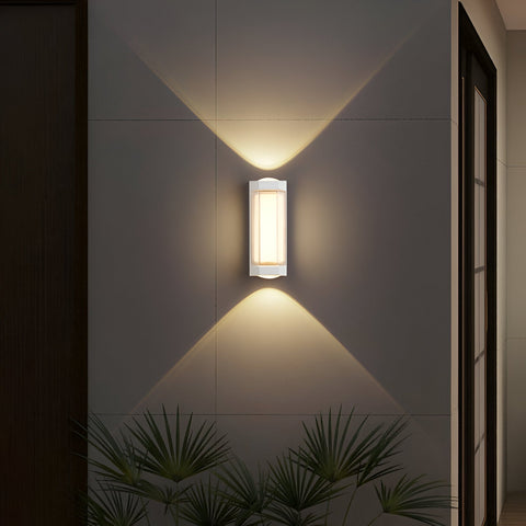 Rectangular LED Outdoor Wall Light with Up-and-Down Glow for Patios