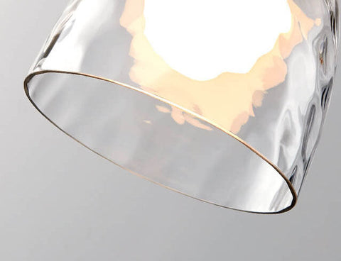 Rippled Glass Pendant Light with Minimalist Iron Fixture