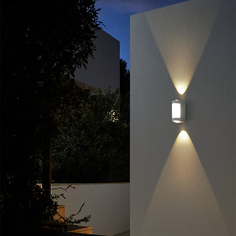 Rectangular LED Outdoor Wall Light with Up-and-Down Glow for Patios