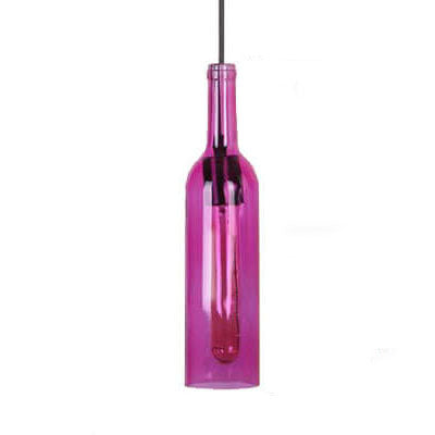 Glass Wine Bottle Pendant Light with Industrial Styling