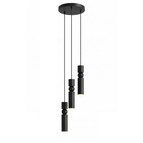 Pendant Light with Metal Cylinders and Decorative Sphere Detail