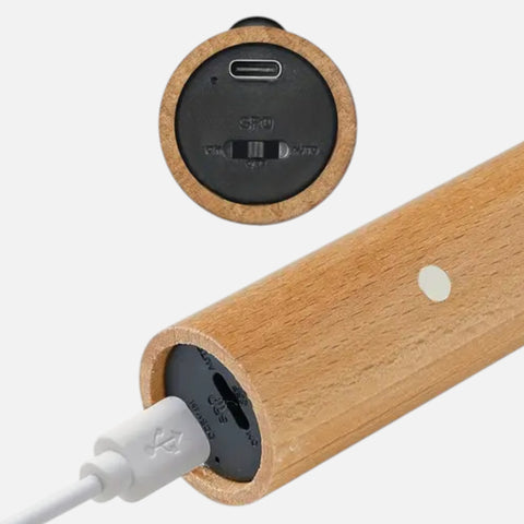 Motion-Activated Wooden Wall Lamp – Rechargeable LED Night Light