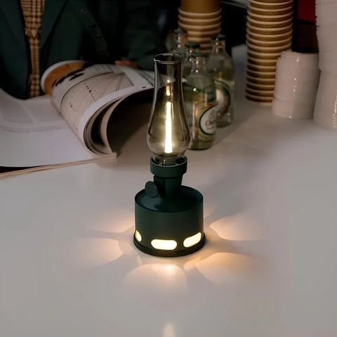 LED Lantern with Rechargeable Battery and Dimmable Oil Lamp Design