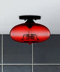 Amber Glass Globe Flush-Mount Ceiling Light