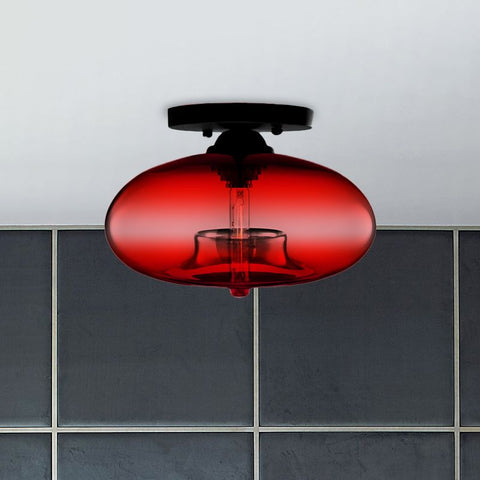 Amber Glass Globe Flush-Mount Ceiling Light