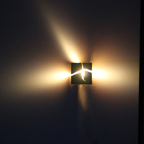 Solid Wood Wall Sconce with Cracked Light Detail