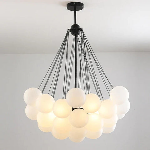Frosted Glass Bubble Chandelier with Metal Frame