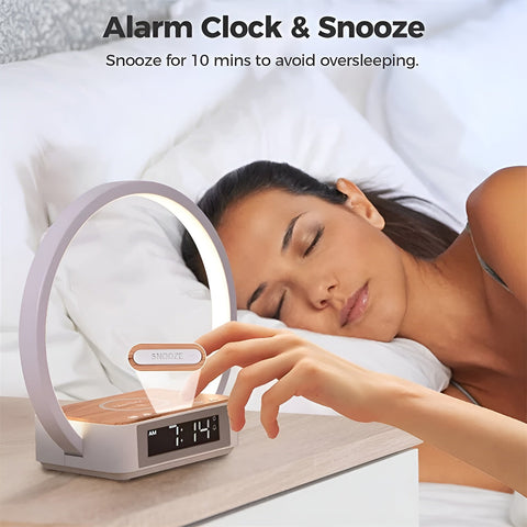 LED Night Light with Wireless Charger and Alarm Clock