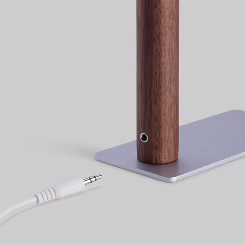 Adjustable LED Desk Lamp with Wood Stem and Focused Light