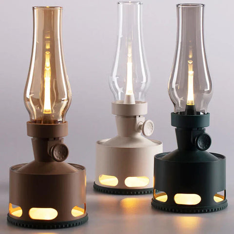 LED Lantern with Rechargeable Battery and Dimmable Oil Lamp Design