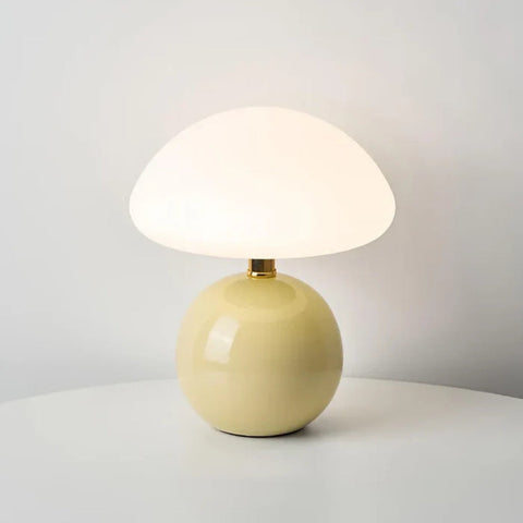 Ceramic Mushroom Table Lamp with Frosted Dome Shade